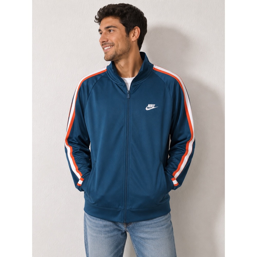 Nike Mens XXL Teal Blue Orange N98 Tribute Track Jacket Full Zip Retro Athletic